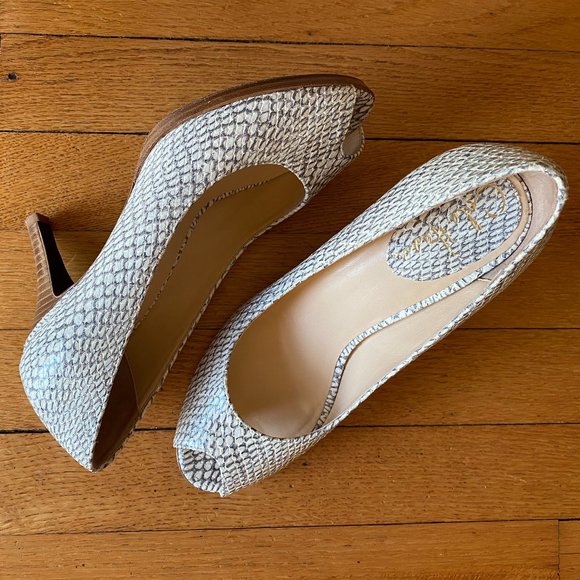 Cole Haan Cobra Embossed Peep Toe Shoes - Picture 1 of 11